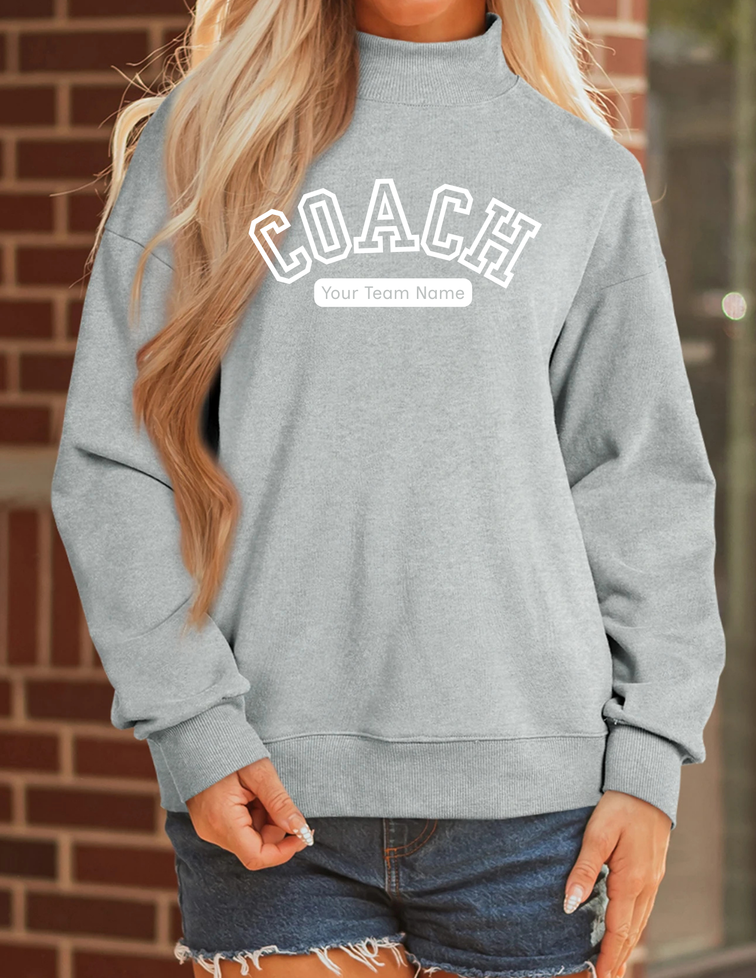 Coach Mock-Neck Puff Sweatshirt