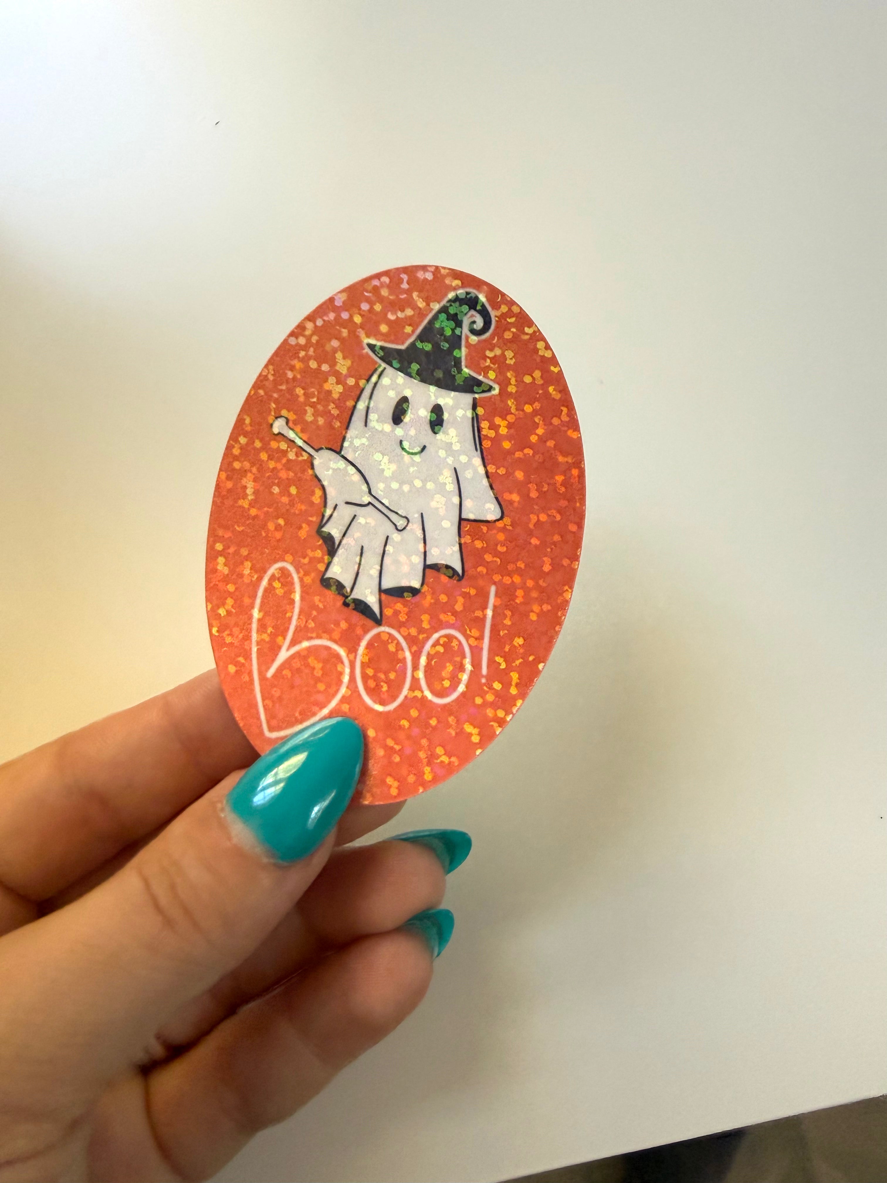 Holographic Witchy Baton Boo Sticker