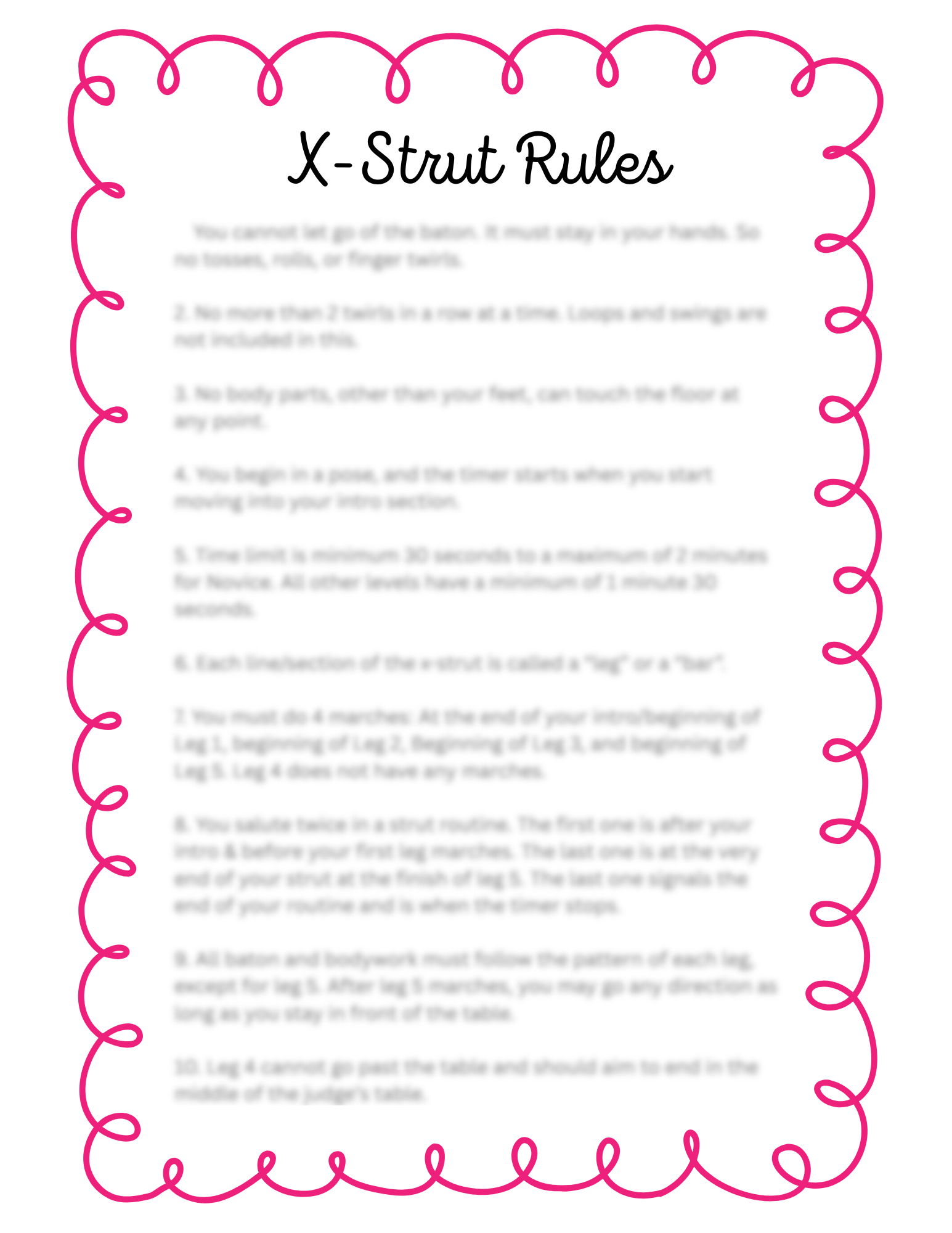 Printable X-Strut Cheat Sheet